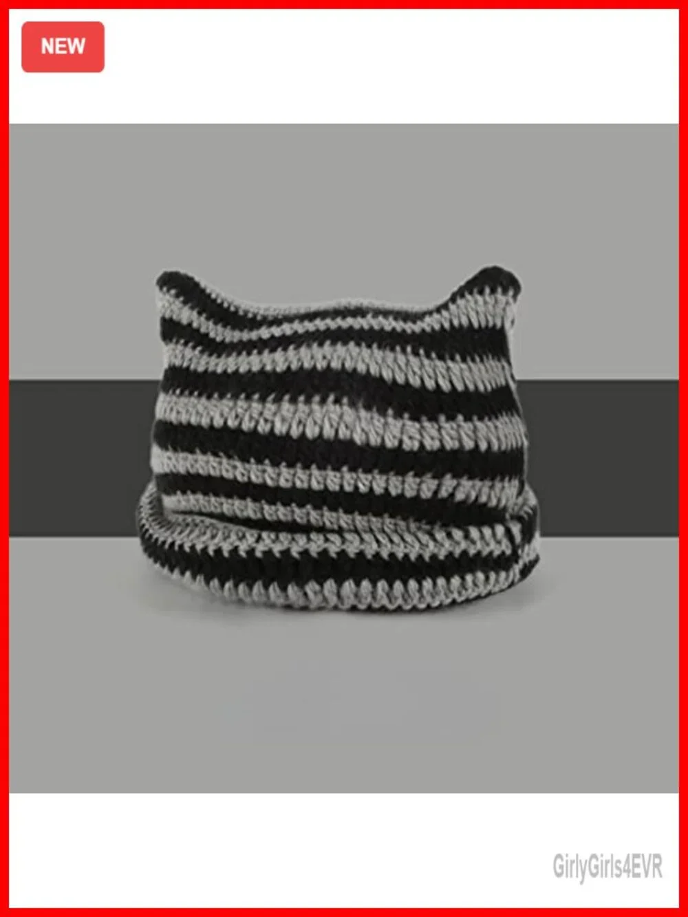 Crochet Cat Ear Beanie Hat Handmade Slouchy Y2k Vintage Unisex